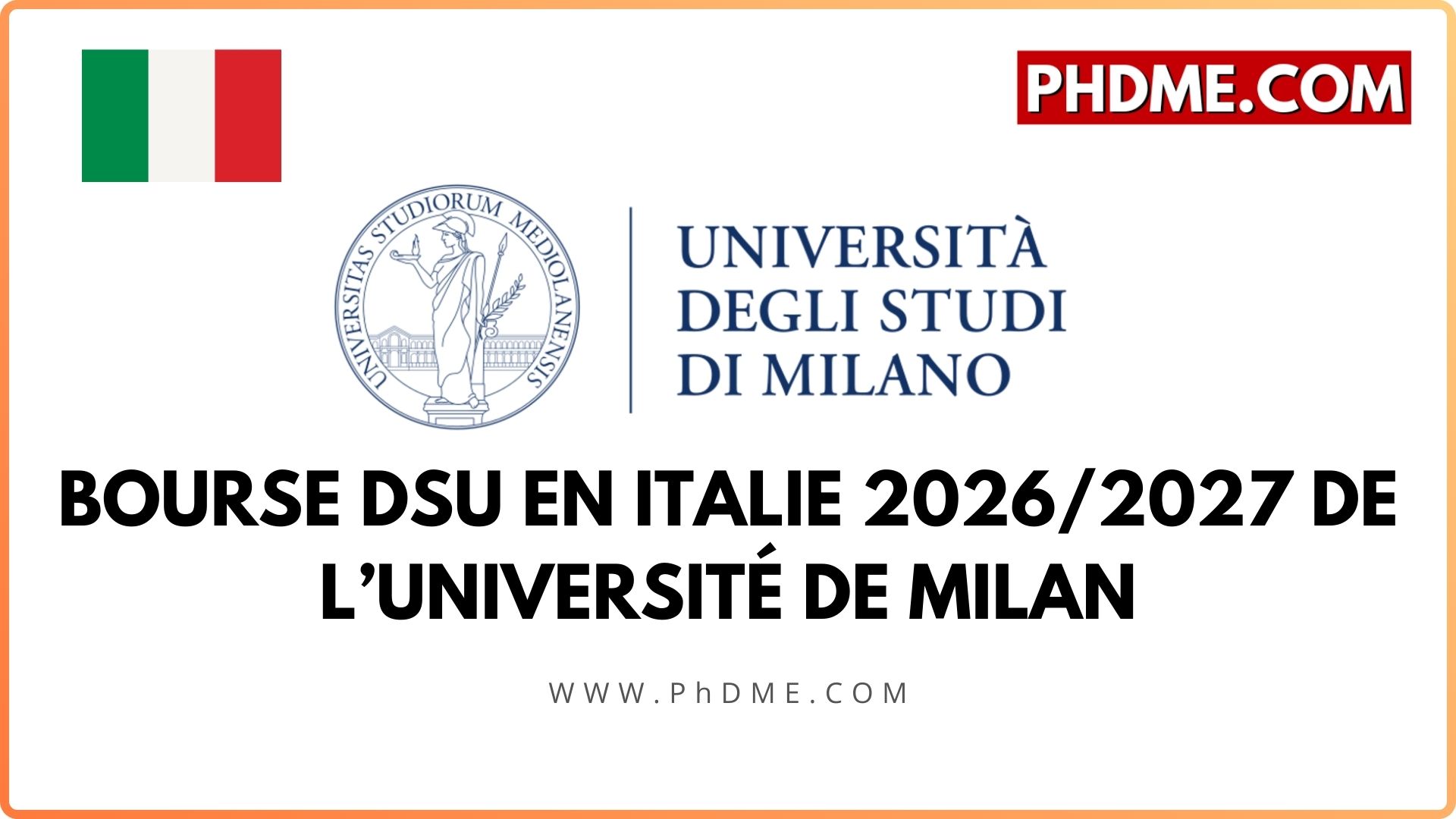 Bourse DSU En Italie 20262027 De L’Université De Milan