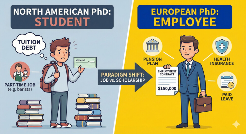 PhD in Europe vs North America Why a European PhD Is a Job (Not a Scholarship)